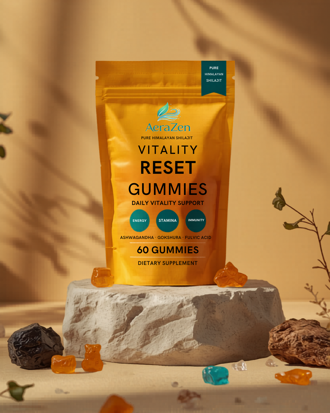 AeraZen 24-Hour Reset Bundle - Complete Wellness System including Vitality Reset, Breathe Reset and Night Reset Gummies
